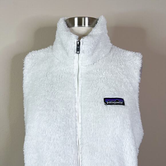Patagonia | Los Gatos Fleece Fuzzy Birch White Zip Front Pocket Winter Vest L - Picture 3 of 12